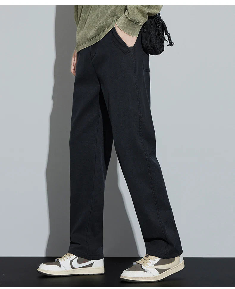 4 Colors New Straight Men's Pants Baggy Casual Lyocell Comfortable Stretch Trousers Male Wide Fashion Korean Pants Streetwear