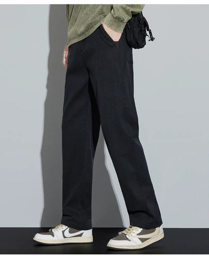4 Colors New Straight Men's Pants Baggy Casual Lyocell Comfortable Stretch Trousers Male Wide Fashion Korean Pants Streetwear
