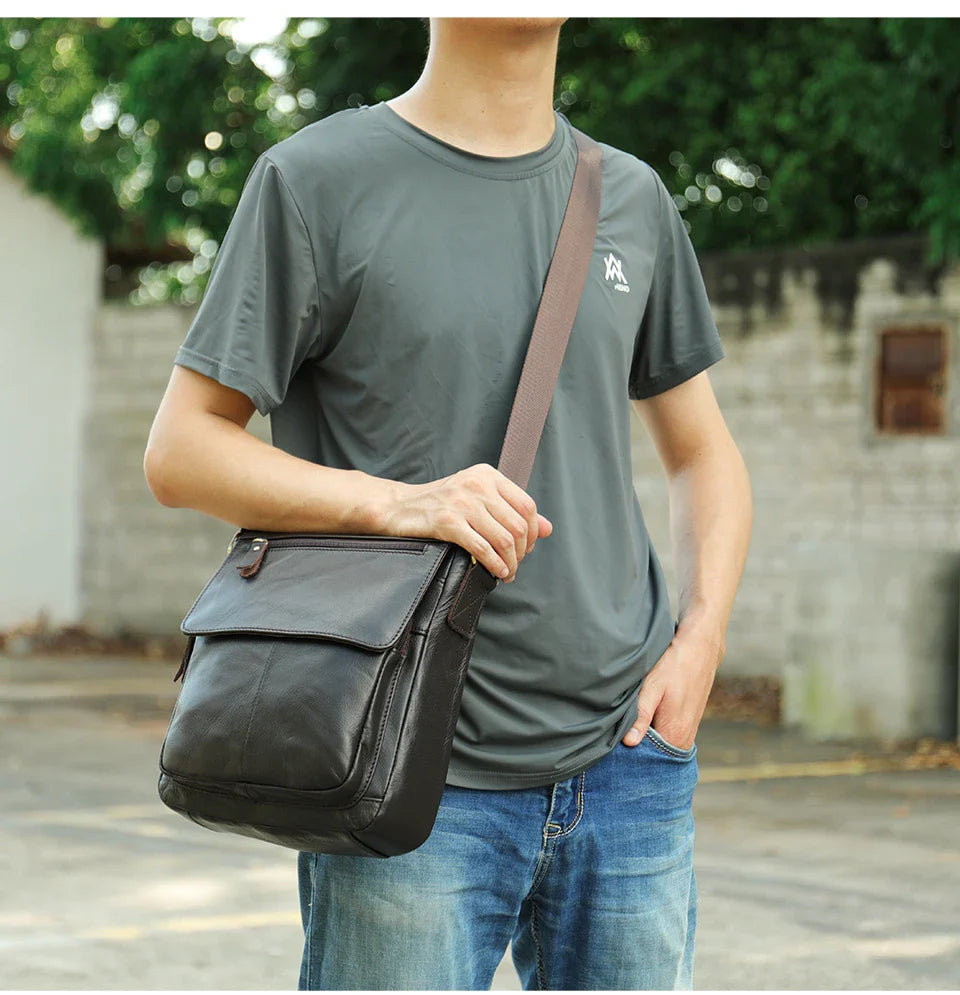 Men's Bags Genuine Leather Messenger Bag Crossbody Shoulder Bags For Male Casual Handbag Men Sling Pack For Work Business