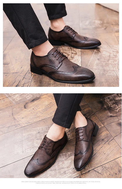 Men's Dress Shoes High Quality Oxford Leather Shoes Men Classic Casual Business Brogues Leahter Shoes Men Wedding Formal Shoes