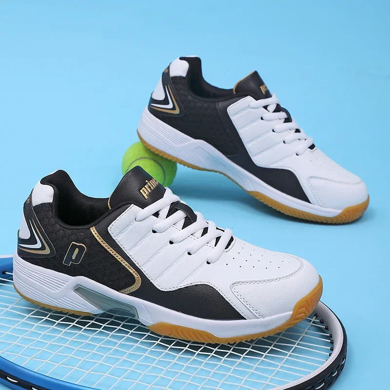 Tênis Esportivo Profissional de Couro para Badminton Masculino, Tênis Antiderrapante para Treinamento em Casal, Tênis Leve para Tênis Feminino e Vôlei