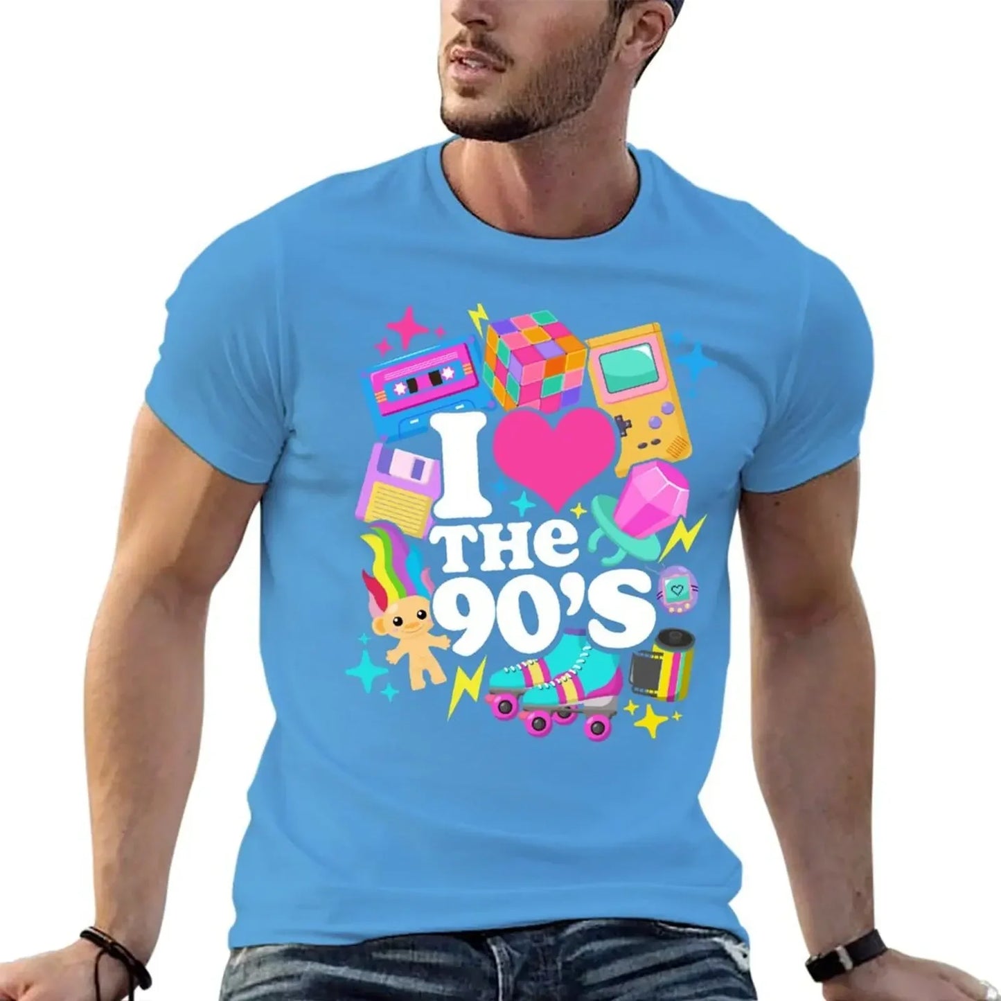 I Love The 90's Retro 90s Costume T-Shirt anime figures summer clothes blue archive mens t shirt