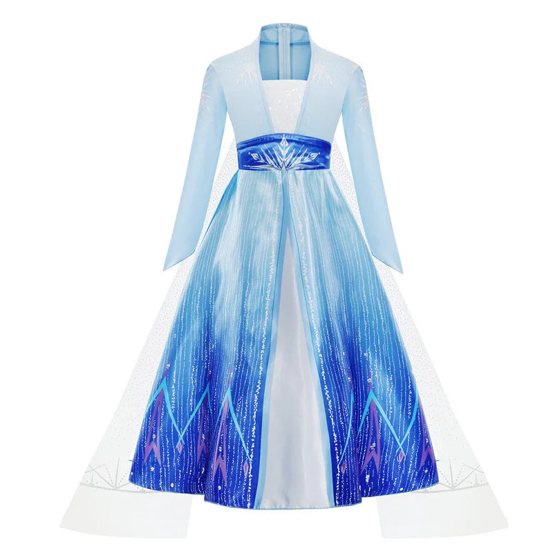 Holiday Party Birthday Gift Girls Cosplay Elsa White Snow Moana Princess Dress Summer Casual Dress + Accessories Set