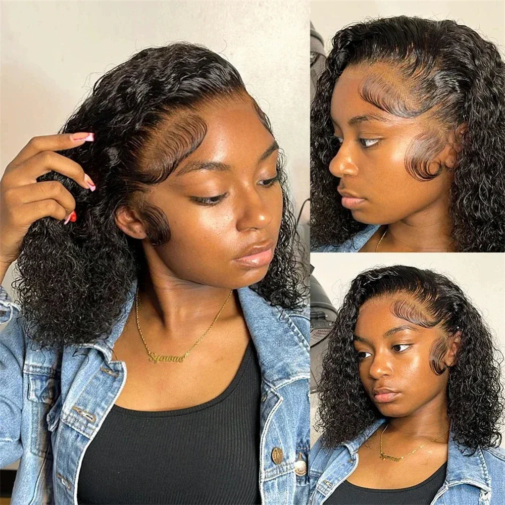 200% Density Burmese Curly Short Bob Wig Human Hair Bob Wigs Deep Wave 13x4 HD Lace Frontal Wig 4x4 Lace Closure Wig Virgin Bob