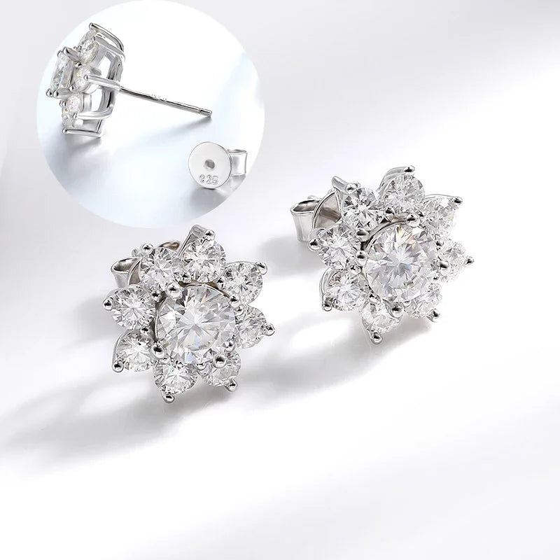 Full Moissanite Jewelry Set 925 Sterling Silver Sunflower Necklace Bracelet Earring Sets For Women Fine Jewelry GRA Tested