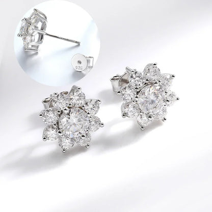 Full Moissanite Jewelry Set 925 Sterling Silver Sunflower Necklace Bracelet Earring Sets For Women Fine Jewelry GRA Tested