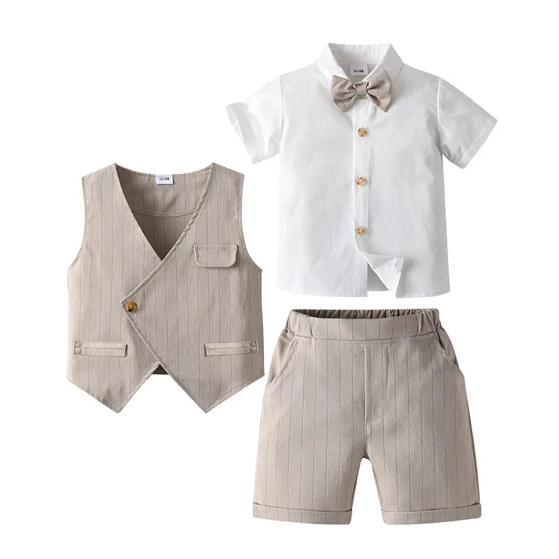 Flower Boys Wedding Outfit for 1-7 Years Kids Gentleman Vest Suit Children Birthday Formal Summer Clothes