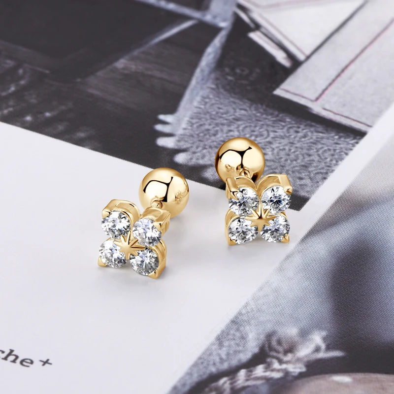 Moissanite Necklace Bracelet Earring 925 Sterling Silver Four Leaf Flower Pendant Moissanites Jewelry Set For Wedding Gift