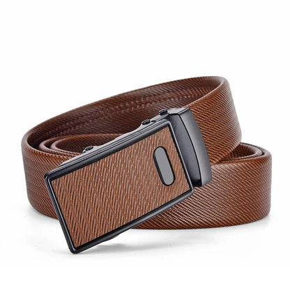 Men's leather belt with automatic buckle, Korean version trendy and casual middle-aged and young business leather pants belt