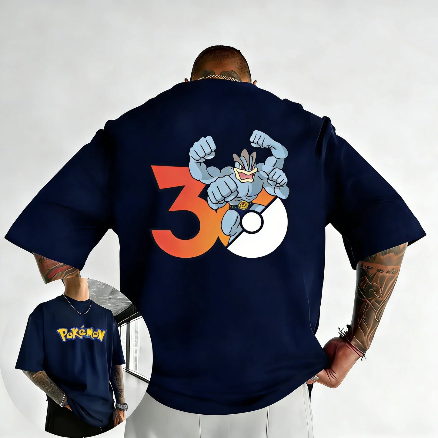 30th Anniversary Machamp Printed T-shirt Summer New Men's and Women's Loose Casual Hip Hop Trendy Short Sleeve Top