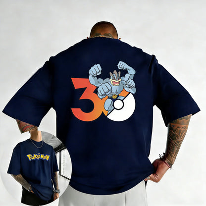 30th Anniversary Machamp Printed T-shirt Summer New Men's and Women's Loose Casual Hip Hop Trendy Short Sleeve Top