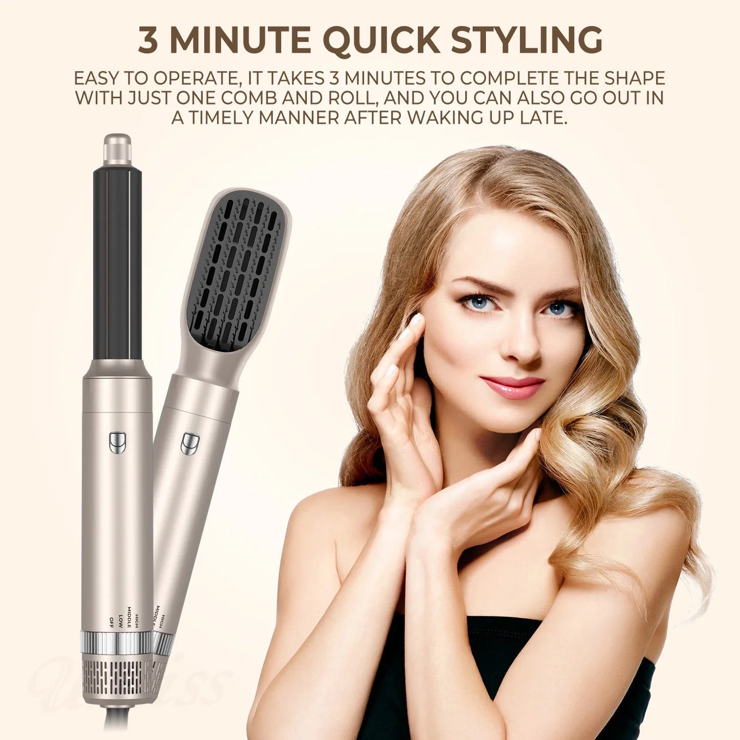 UKLISS Professional Hair Dryer 5 In 1 Hair Styler Hot Air Comb Electric Hair Heating Brush High Speed Blow Dryer Hair Brush