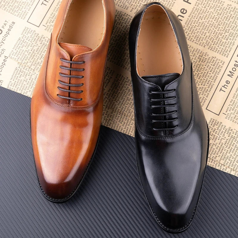 Men's Dress Shoes Handamde Leather Oxfords Shoe For Wedding Party Business Office Genuine Leather Formal Office Shoe