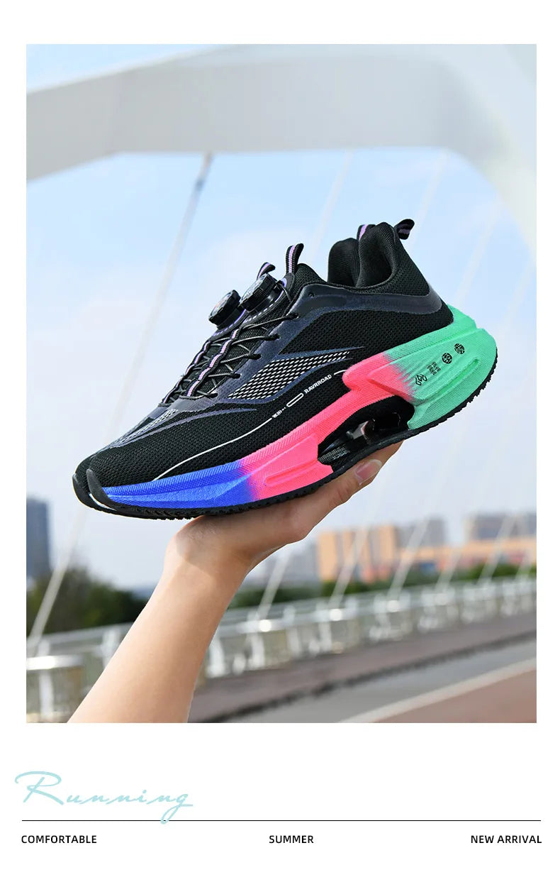 Family carbon plate running shoes for Boys Big Boys Student rotating button Technology TPU+ Popcorn high pop sneakers for girls