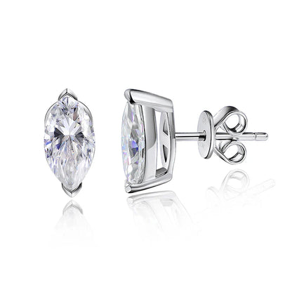 18K Plated 0.3-3CT Certified Moissanite Stud Earrings for Women Marquise Cut Lab Diamond 925 Sterling Silver Jewelry