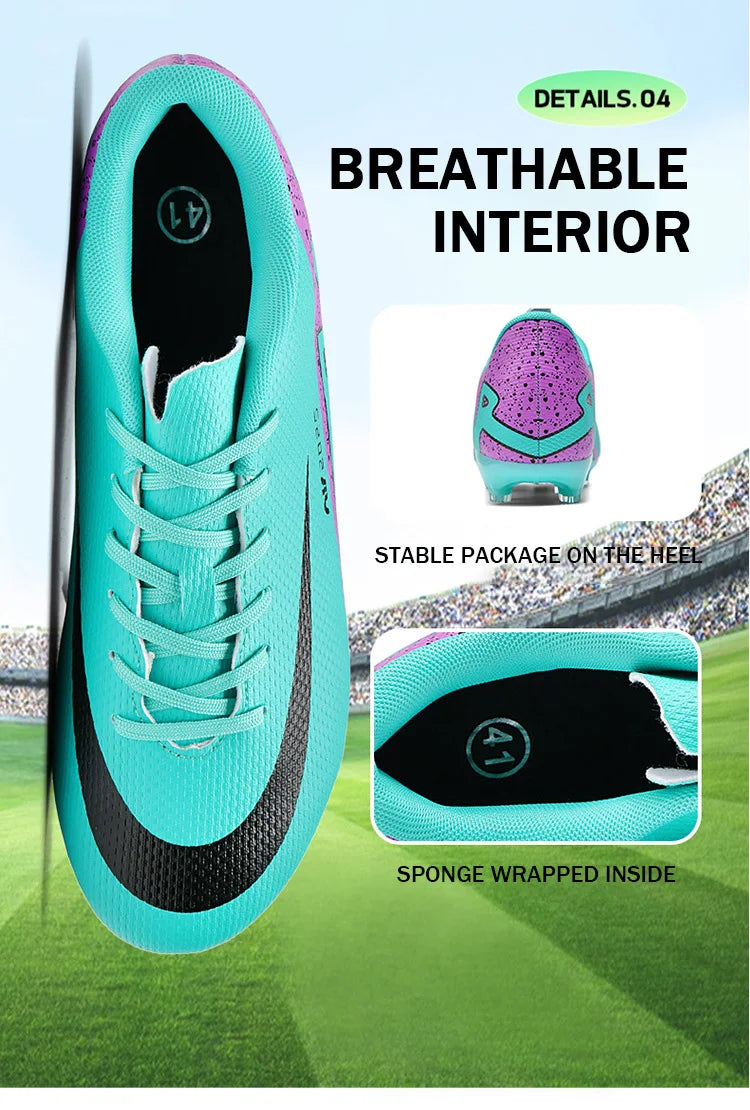 Kid Size 33-47 Long Short Spike Soccer Shoes Football Field Boots Unisex Society Training Match Adult Football Shoes