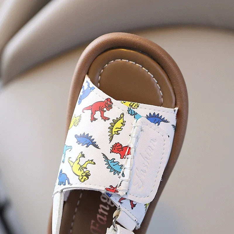 Adorable Dinosaur Toddler Sandals for Boys, Breathable Soft Bottom Summer Beach Shoes for Little Kids