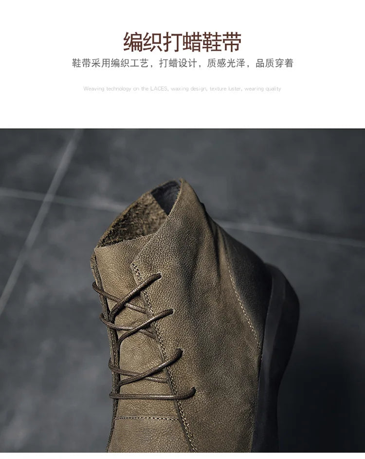 Men's Chelsea Cotton Boots Winter Men's Genuine Leather Shoes High Top Men Plush Sapato Social Masculino Zapatos Para Hombres