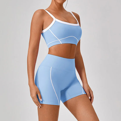 Yoga Set Women Sport Bra Gym Workout Legging High Waist Wide Flare Pant Fitness Sports Shorts Active Wear Suit