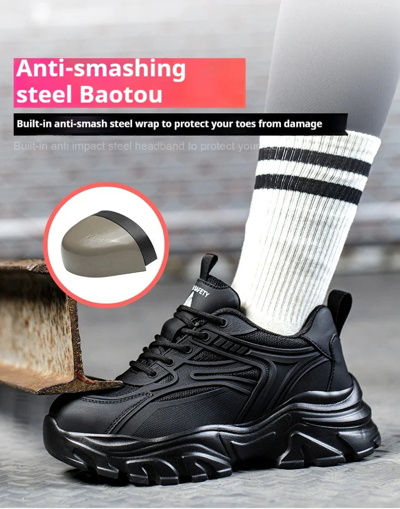 Indestructible Safety Shoes Women Work Sneakers Lightweight Security Boots Anti-smash Puncture-Proof Work Boots Steel Toe Shoes