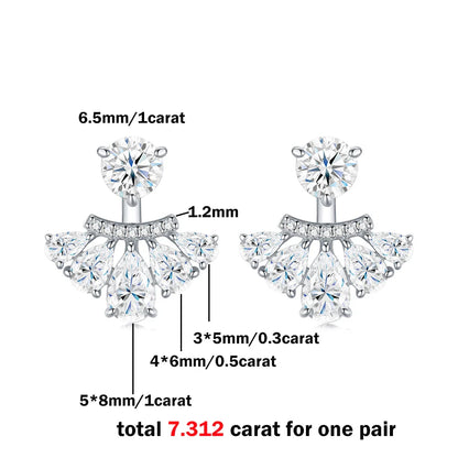 Waterdrop Full Moissanite Stud Earrings for Women S925 Silver Detachable 7.32cttw Round/Pear Cut Diamond Drop EarringCertified