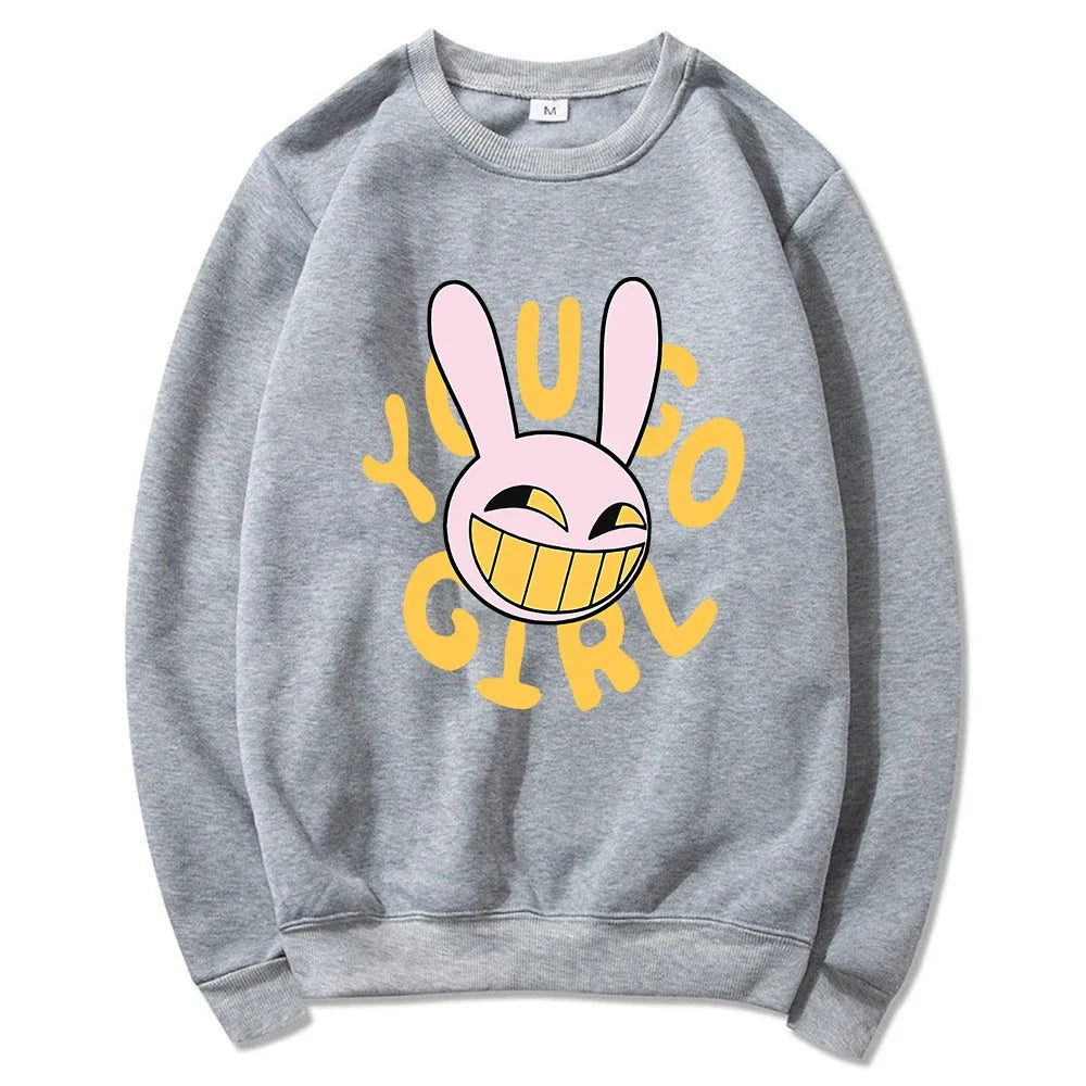 Hoodie Fashion Women Harajuku Funny Cute Rabbit Hoodie Unisex Cartoon Vintage Pullover Sweatshirt