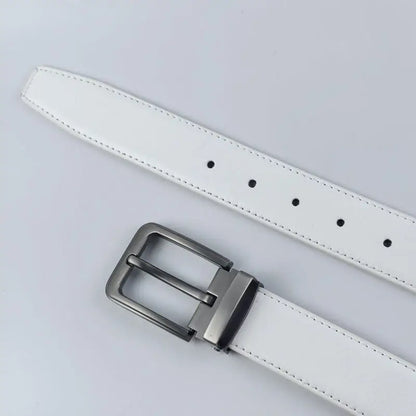 Korean version Golf white leather belt Pin buckle youth pants casual belt original belt for men and women