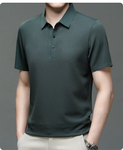 Upto EUR Sizes Tall Man Brand Top-Quality Men's Golf Shirt Lop-up Hollow Short-sleeved Polo Shirt SummerIce Silk Breathable Tee