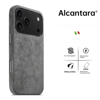 Real Italy Alcantara Magsafe Case for iPhone 17 Pro Max Air Premium Magnetic Cover Leather Cases for iPhone 16 17 Pro Max