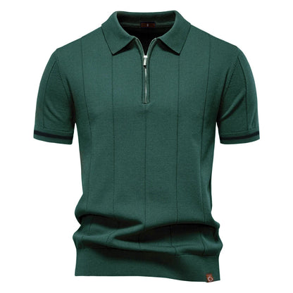 Men's Solid Color Sport Zipper Polo Shirt Athletic Social Polo Shirts for Men Office Slim Fit Polo