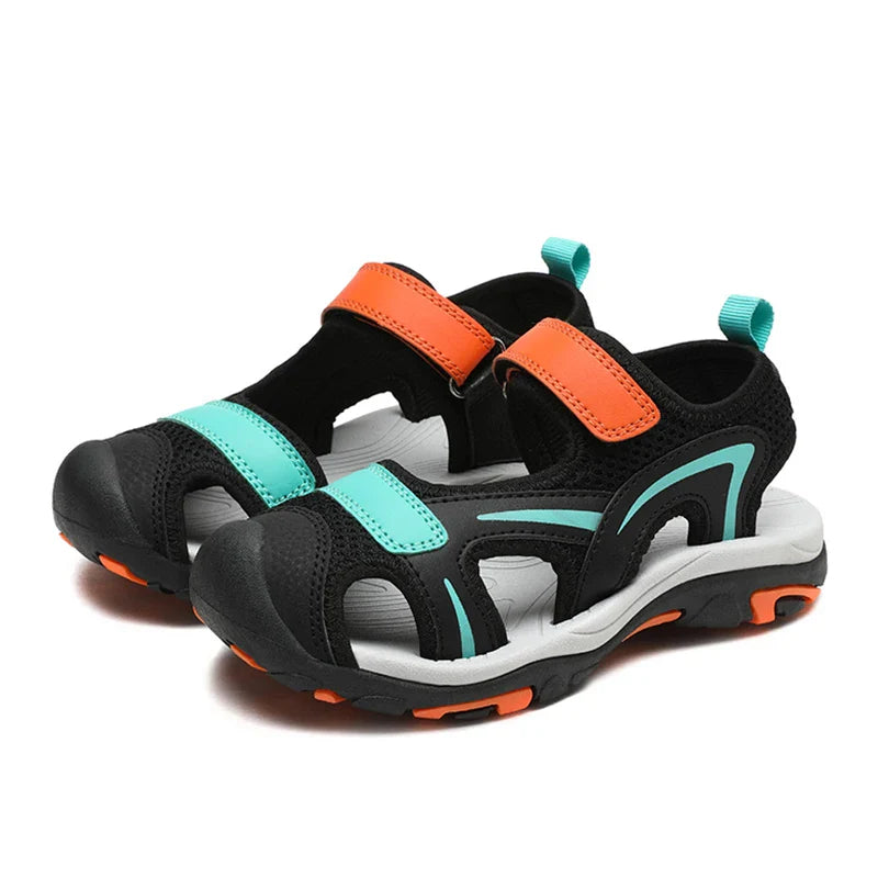 Summer Beach Water Children Sandals Fashion Shoes Outdoor Non-slip Soft Bottom Shading Leather Boys Comfortable Walking Sandials