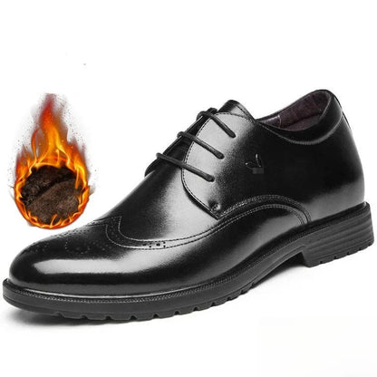 Men's Dress Brogues Elevator Shoes Platform Breathable Casual Business Luxury Genuine Leather Heightening Shoes 6 CM Taller Man