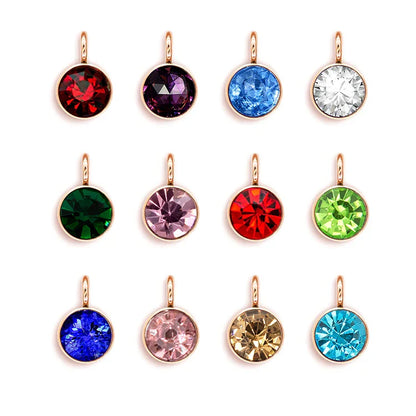 144Pcs/Lot Stainless Steel Birthstone Charms For Women Girl Pendant Earrings Bracelet Jewelry Gift Making DIY Accessories