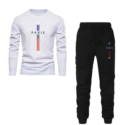 Autumn And Winter Two-Piece Versatile Daily Men's Sleepwear Long Sleeved Pants Letter Printed Pattern Basic Shirt Home Suit Set