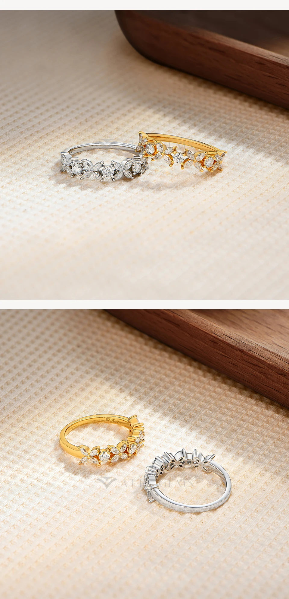 S925 Sterling Silver White Gold Moissanite Rings Flower Design For Women Butterfly Engagement Ring Jewelry High quality