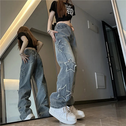 Blue Star Embroidered Jeans For Women