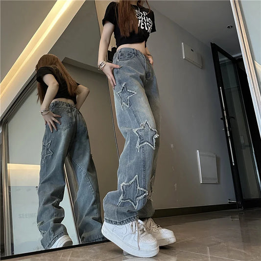 Blue Star Embroidered Jeans For Women