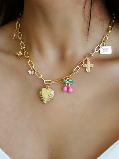 Dopamine Cherry Starfish Chili Peppe Pendant for Women Charm Chain Necklace Beach Jewelry Vacation Gift
