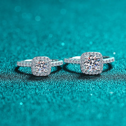D Color Moissanite Ring 925 Sterling Silver with White Gold Plated Lab Diamond Rings for Women Wedding Band Jewelry Gifts