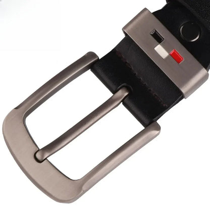 Men's Genuine Leather Alloy Pin Square Buckle Belts High Quality Vintage Style Male Waist Straps Classic Men Jeans Waistband