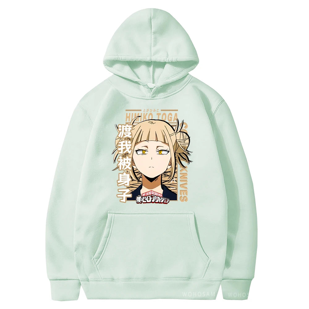 My Hero Academia Kawaii Himiko Toga Women Hoodies Printed Aesthetics Head Poster Manga Harajuku Anime Printed Hooded Sweatshirts