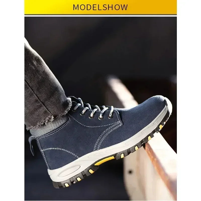 Men's Work Safety Boots High Top Anti-Smash Puncture Resistant Anti-Scald Welding Shoes Indestructible Comfortable Safety Shoes