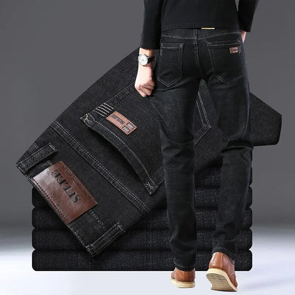 2025 Men's Casual Thin And Lightweight  Skinny Jeans Trousers Tight Pants Solid Colors