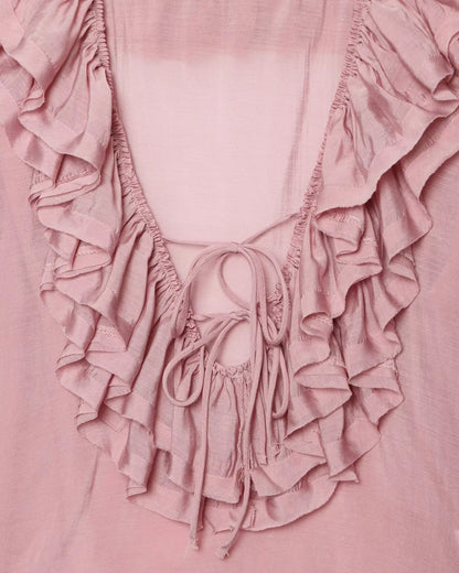 Women Fashion Long Sleeve V Neck Tierred Ruffles Loose Blouse Female Solid Color Casual Shirts Blusas Chic Tops LS6317