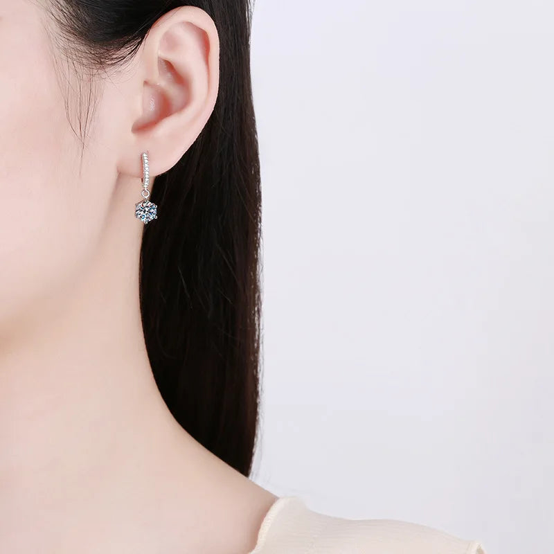 White Gold Plated 2ct Moissanite Drop Earring for Women Sparkling Diamond Earring Wedding Jewelry S925 Sterling Silver