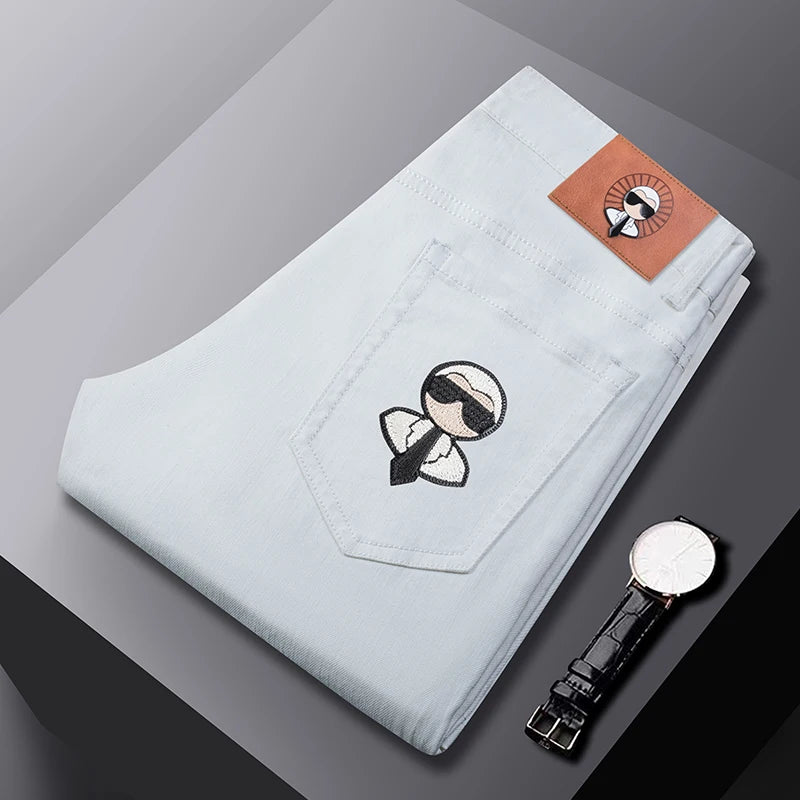 Fashion Men Jeans Stretch Straight Leg Casual Slim Fit Denim Pants Male Brand Luxury Design Business Classic Trousers