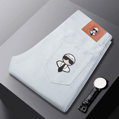 Fashion Men Jeans Stretch Straight Leg Casual Slim Fit Denim Pants Male Brand Luxury Design Business Classic Trousers