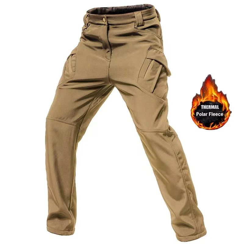 Men's City Cargo Autumn Winter Fleece Softshell Hiking Pants Fishing Climbing Trekking Casual Hunting Camping Trousers M-5XL