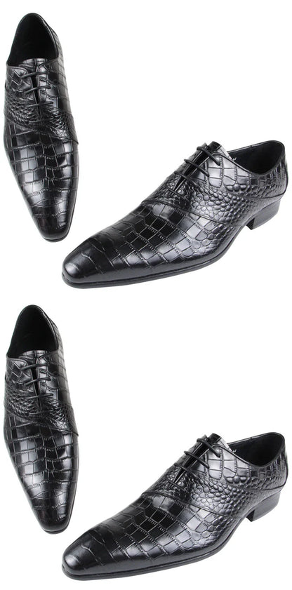 Men's Invisible Height Increasing Elevator Shoes Genuine Leather Formal Dress Oxfords Business Shoes Durable Rubber Outsole