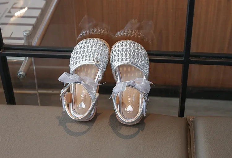 Kids Girls Shoes Children's Woven Sandals New Summer Popular Roman Shoes Children's Soft-soled Princess Shoes